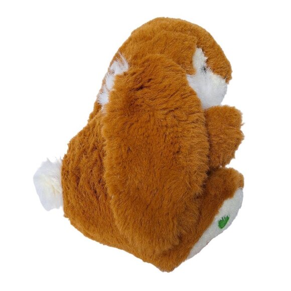 MTY International Brown White Easter Bunny Rabbit Carrot Feet Plush Bow 12" - Picture 2 of 7